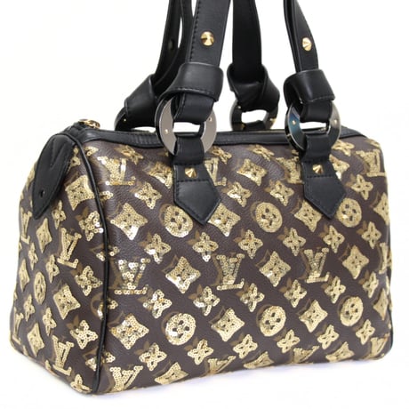 Louis Vuitton x Limited Edition Speedy 28 Handbag Monogram Sequins Eclipse M40244 #76075
