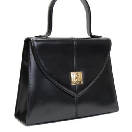 Yves Saint Laurent Logo Hardware Top Handle Envelope Flap Bag Leather Black #76567