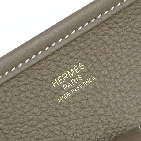 HERMES Evelyne III PM Shoulder Bag Taurillon Clemence Leather Etoupe ＃20063