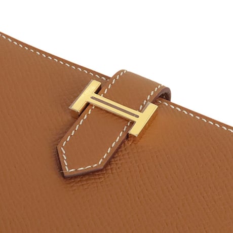 HERMES Bearn Compact Wallet Epsom Leather Gold #20350