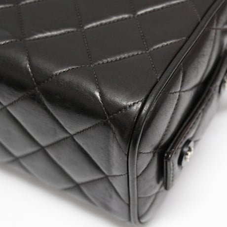 CHANEL Top Handle Vanity Box Bag Quilted Lambskin Black #76460
