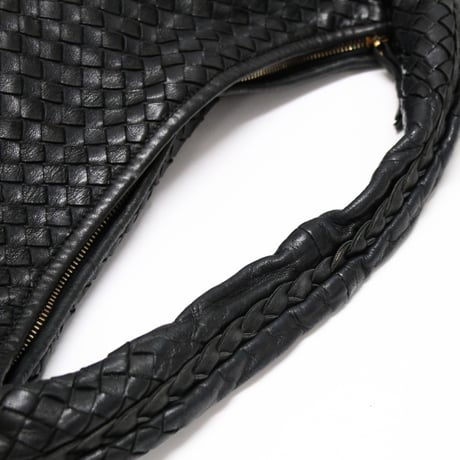 BOTTEGA VENETA Hobo Bag Intrecciato Leather Black #76287