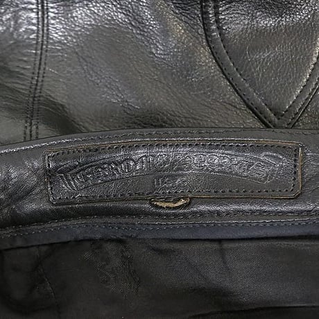 Chrome Hearts Flearknee Heavy Leather Pants with Cross Patches#103652