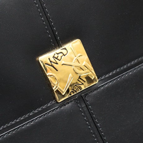 YVES SAINT LAURENT Vintage Handbag Leather Black #74809