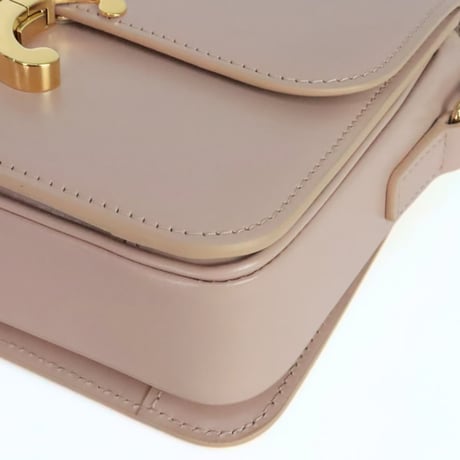CELINE Teen Triomphe Shoulder Bag Shiny Calf Leather Soft Peach #20299