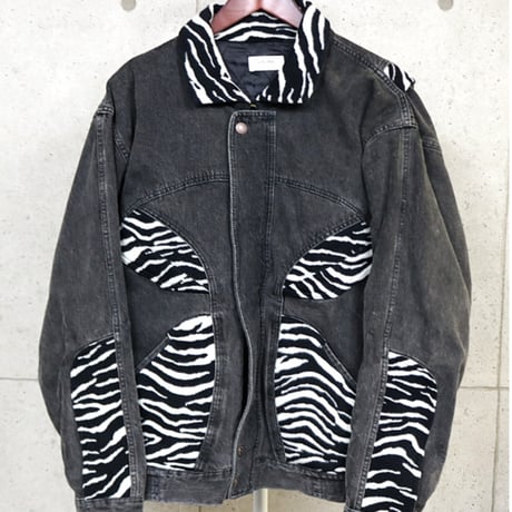 CELINE by Hedi Slimane 21AW TEEN KNIGHT POEM Zebra Denim Jacket #31581