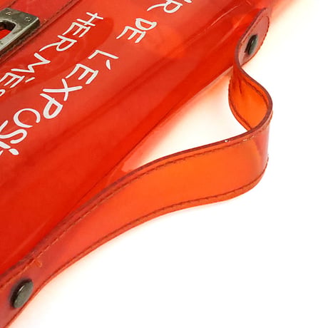 HERMES Kelly Handbag Transparent Vinyl Souvenir De L'Exposition Orange #19557