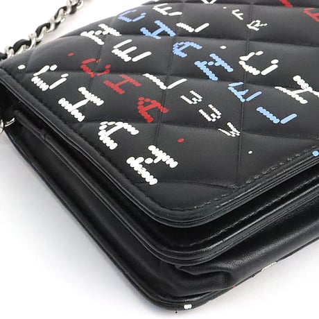 CHANEL Data Center Wallet on Chain Bag Quilted Lambskin Black #19521