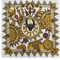 HERMES Carre 90 Silk 100% Scarf Stole "L'OR DES CHEFS" #76502