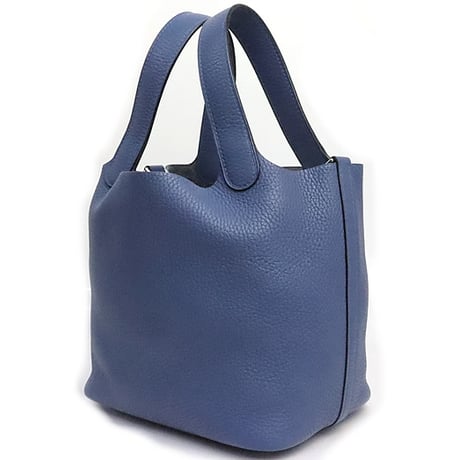 HERMES Picotin Lock PM Handbag Taurillon Clemence Leather Blue Brighton  #19518