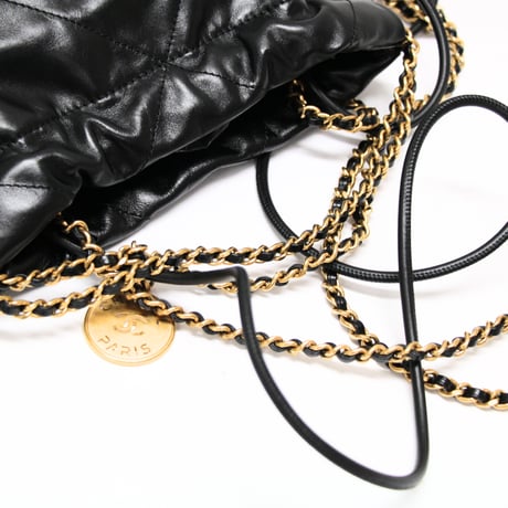 CHANEL 22 Mini Handbag Quilted Calfskin Black #76039