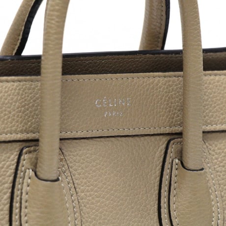 CELINE Nano Luggage Tote Bag Leather Light Beige #75600