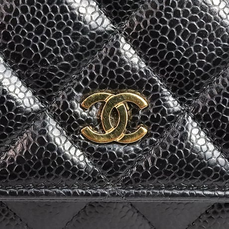 CHANEL Wallet on Chain Bag Quilted Caviar Black #20125