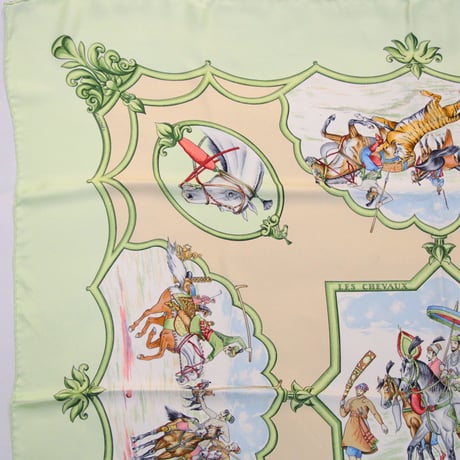 HERMES Carre 90 Silk 100% Scarf Stole "LES CHEVAUX DES MOGHOLS" #76517