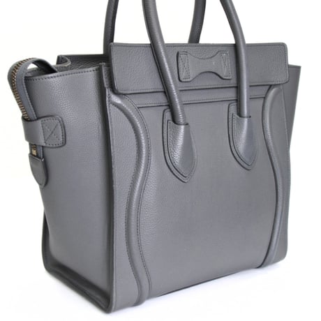 CELINE Micro Luggage Tote Bag Leather Gray #75584