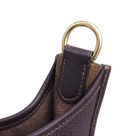 HERMES Evelyne GM Shoulder Bag Taurillon Clemence Leather Raisin #19514