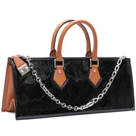 Louis Vuitton Sac Tricot Handbag Monogram Vernis Black M44371 #75787