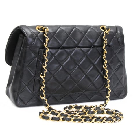 CHANEL Wave Single Flap Bag Quilted Lambskin Black ＃75616