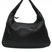 BOTTEGA VENETA Hobo Bag Intrecciato Leather Black #76645