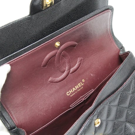 CHANEL Classic 25 Medium Double Flap Bag Quilted Caviar Black ＃76367