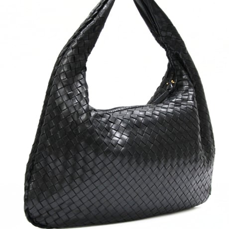 BOTTEGA VENETA Hobo Bag Intrecciato Leather Black #76212