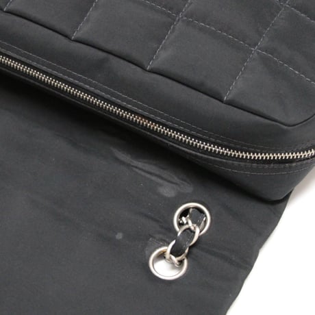 CHANEL Chocolate Bar Easy Flap Bag Quilted Nylon Black #76434