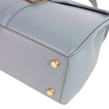 CELINE Small 16 Shoulder Bag Shiny Calf Leather Blue Grey #20347