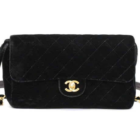 CHANEL Classic Flap Backpack Quilted Velvet Black #75525
