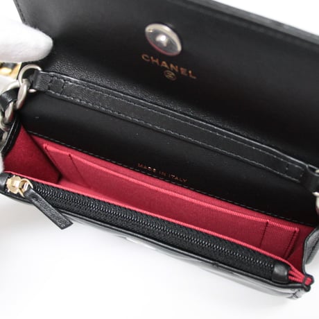 CHANEL 19 Phone Holder with Chain Quilted Lambskin Black #75684