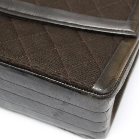 CHANEL Vintage Single Flap Bag Quilted Jersey Brown ＃76200