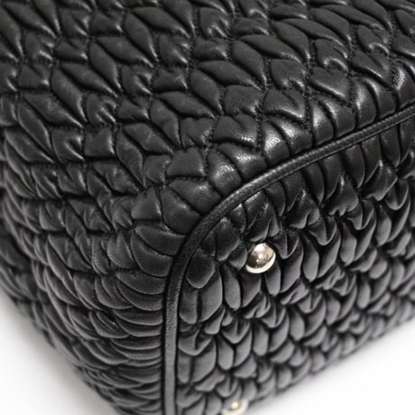 Miu Miu Matelasse Satchel Bag with Bijou Chain Nappa Leather Black #75566