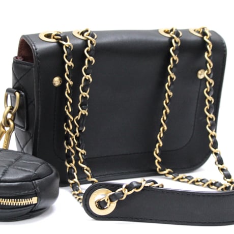 CHANEL Multi Pouching Flap Bag with Coin Purse Quilted Calfskin Black #75631