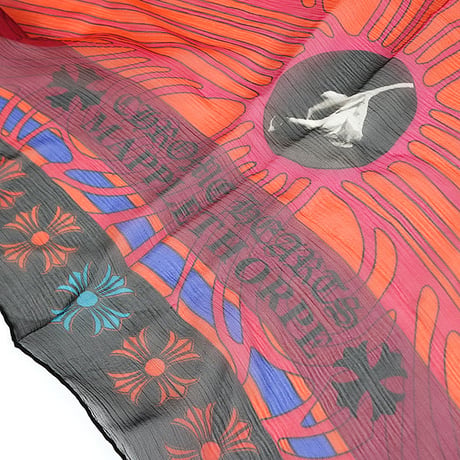 Chrome Hearts Brand-New Maplethorpe Silk Scarf Black Orange #31570