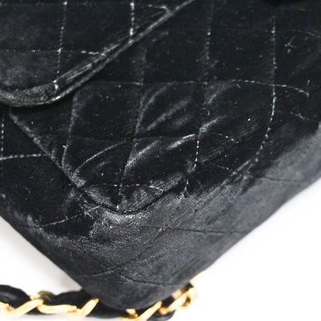 CHANEL Classic Flap Backpack Quilted Velvet Black #75525