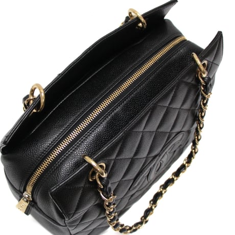 CHANEL Petite Timeless Tote Bag Quilted Caviar Black ＃76803