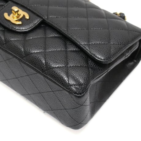 CHANEL Classic 25 Medium Double Flap Bag Quilted Caviar Black ＃76367