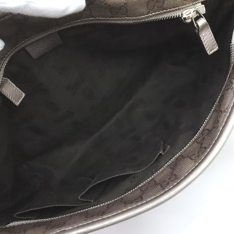 GUCCI Tote Bag GG Imprime PVC Leather Champagne Gold #19849