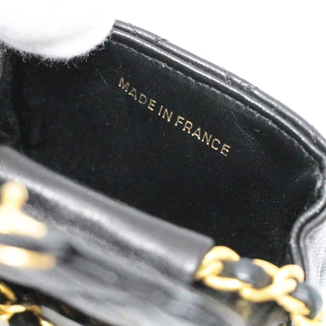 CHANEL Mini Square Flap Bag Charm Quilted Lambskin Black #76226