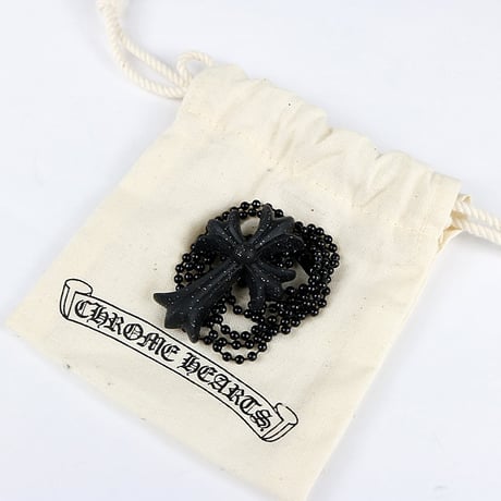 Chrome Hearts Brand-New Silicone Rubber Small CH Cross Necklace Black #31657