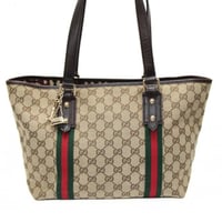 GUCCI Sherry Line Tote Bag with Charms GG Canvas Beige Brown #76583