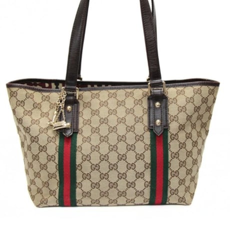 GUCCI Sherry Line Tote Bag with Charms GG Canvas Beige Brown #76583