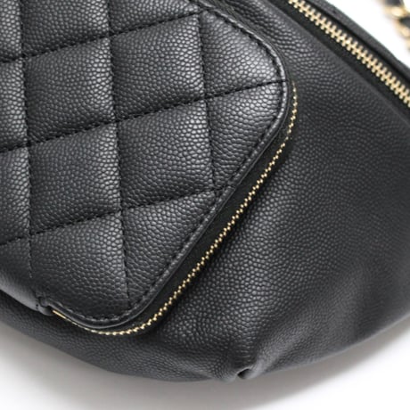 CHANEL Business Affinity Waist Bag Quilted Caviar Black #76817