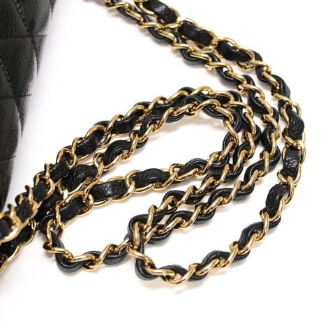 CHANEL Classic 25 Medium Double Flap Bag Quilted Caviar Black ＃76350