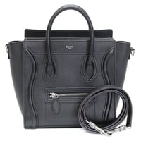 CELINE Nano Luggage Tote Bag Leather Black #75585