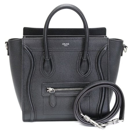 CELINE Nano Luggage Tote Bag Leather Black #75585