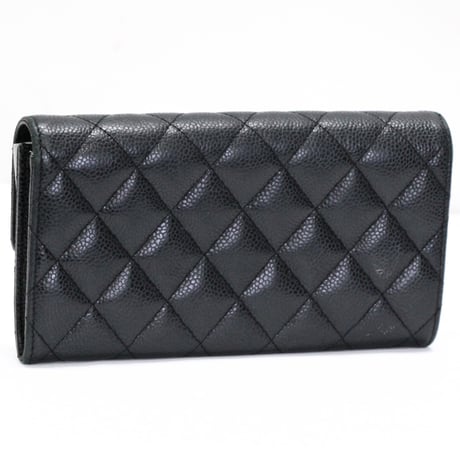 CHANEL Flap Wallet Quilted Caviar Black #75583
