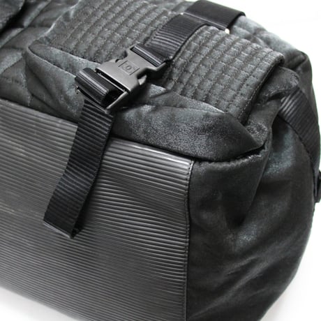CHANEL Sports Line Chocolate Bar Boston Bag Quilted Nylon Black #76560