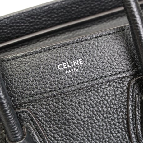 CELINE Nano Luggage Tote Bag Leather Black #75607