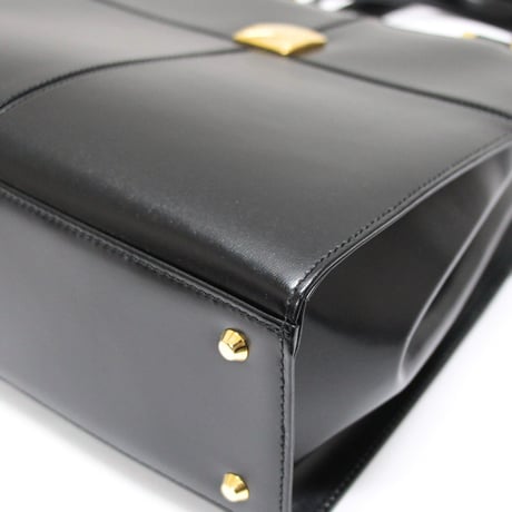 YVES SAINT LAURENT Vintage Handbag Leather Black #74809