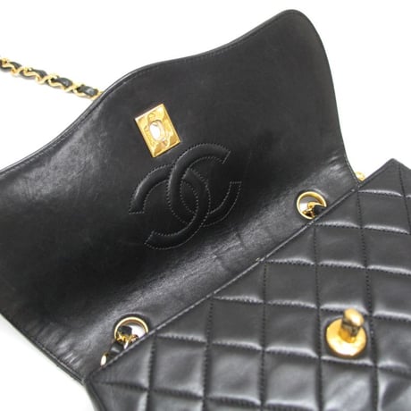 CHANEL Wave Single Flap Bag Quilted Lambskin Black ＃75616